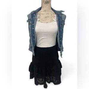 Chic Outfit Set | Chelsea & Violet Vest + Kiwi & Punch Skirt + White Floral Tank